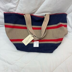 NWT Universal Thread Striped Tote Bag in Navy, Red, and Beige